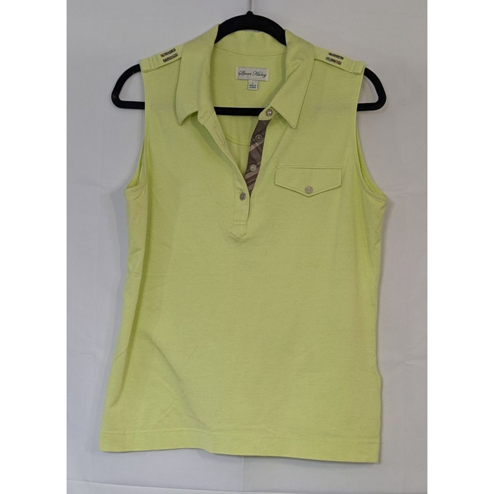 Sport Haley Green Sleeveless Golf Polo Rhinestone Detail Large